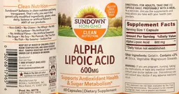 Label for Alpha Lipoic Acid 600 mg