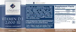 Label for Vitamin D-3 2,000 IU