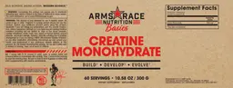 Label for Creatine Monohydrate Unflavored