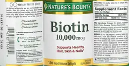 Label for Biotin 10,000 mcg