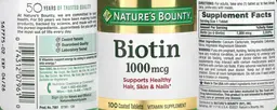 Label for Biotin 1000 mcg