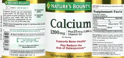 Label for Calcium 1200 mg plus Vitamin D3 25 mcg (1,000 IU)