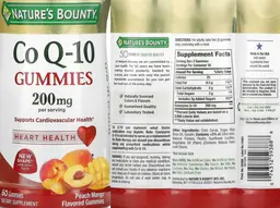 Label for CoQ-10 Gummies 200 mg Peach Mango Flavored Gummies
