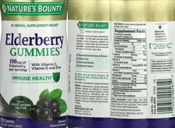 Label for Elderberry Gummies 100 mg Elderberry Flavored