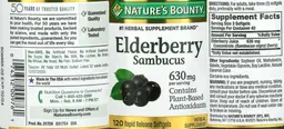 Label for Elderberry Sambucus 630 mg