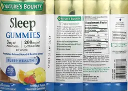 Label for Sleep Gummies Tropical Punch Flavored Gummies