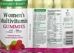 Label for Women's Multivitamin Gummies with Collagen 50 mg Raspberry Flavored