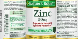 Label for Zinc 50 mg
