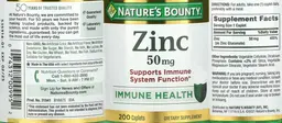 Label for Zinc 50 mg