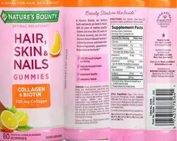 Label for Hair, Skin & Nails Gummies Tropical Citrus Flavored