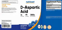 Label for D-Aspartic Acid 3 g Blue Raspberry