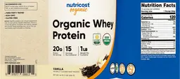 Label for Organic Whey Protein 20 g Vanilla