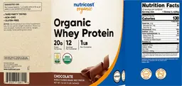 Label for Organic Whey Protein 20 g Chocolate