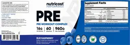 Label for PRE Pre-Workout Complex Blue Raspberry