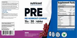 Label for PRE Pre-Workout Complex Grape