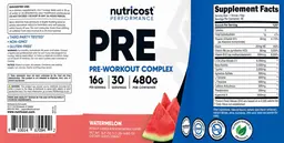 Label for PRE Pre-Workout Complex Watermelon