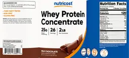 Label for Whey Protein Concentrate 25 g Milk Chocolate