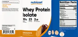 Label for Whey Protein Isolate 30 g Chocolate PB