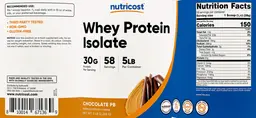 Label for Whey Protein Isolate 30 g Chocolate PB