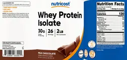 Label for Whey Protein Isolate 30 g Milk Chocolate
