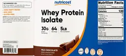Label for Whey Protein Isolate 30 g Milk Chocolate