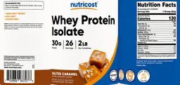 Label for Whey Protein Isolate 30 g Salted Caramel