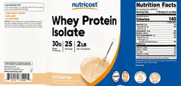 Label for Whey Protein Isolate 30 g Cake Batter