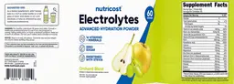 Label for Electrolytes Advanced Hydration Powder Orchard Blast