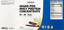 Label for Grass-Fed Whey Protein Concentrate 25 g Vanilla