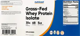 Label for Grass-Fed Whey Protein Isolate 30 g Unflavored