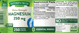 Label for Extra Strength Magnesium 250 mg