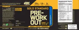 Label for Gold Standard Pre-Workout Blueberry Lemonade