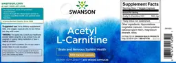 Label for Acetyl L-Carnitine 500 mg