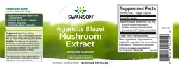 Label for Agaricus Blazei Mushroom Extract 500 mg