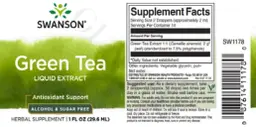 Label for Green Tea Liquid Extract Alcohol & Sugar Free