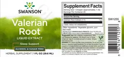 Label for Valerian Root Liquid Extract Alcohol & Sugar Free