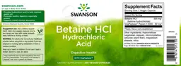 Label for Betaine HCl Hydrochloric Acid