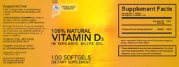 Label for 100% Natural Vitamin D3