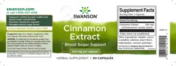 Label for Cinnamon Extract 250 mg