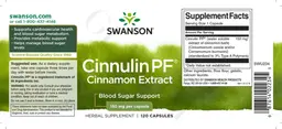 Label for Cinnulin PF Cinnamon Extract 150 mg