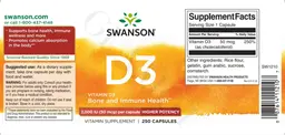 Label for Vitamin D3 2,000 IU (50 mcg)
