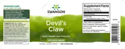 Label for Devil's Claw 500 mg