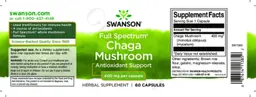 Label for Full Spectrum Chaga Mushroom 400 mg
