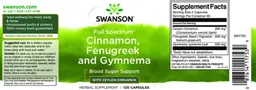 Label for Full Spectrum Cinnamon, Fenugreek and Gymnema with Ceylon Cinnamon