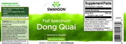 Label for Full Spectrum Dong Quai 530 mg