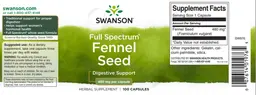 Label for Full Spectrum Fennel Seed 480 mg