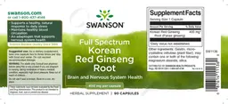 Label for Full Spectrum Korean Red Ginseng Root 400 mg