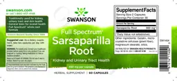 Label for Full Spectrum Sarsaparilla Root 450 mg