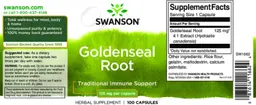 Label for Goldenseal Root 125 mg
