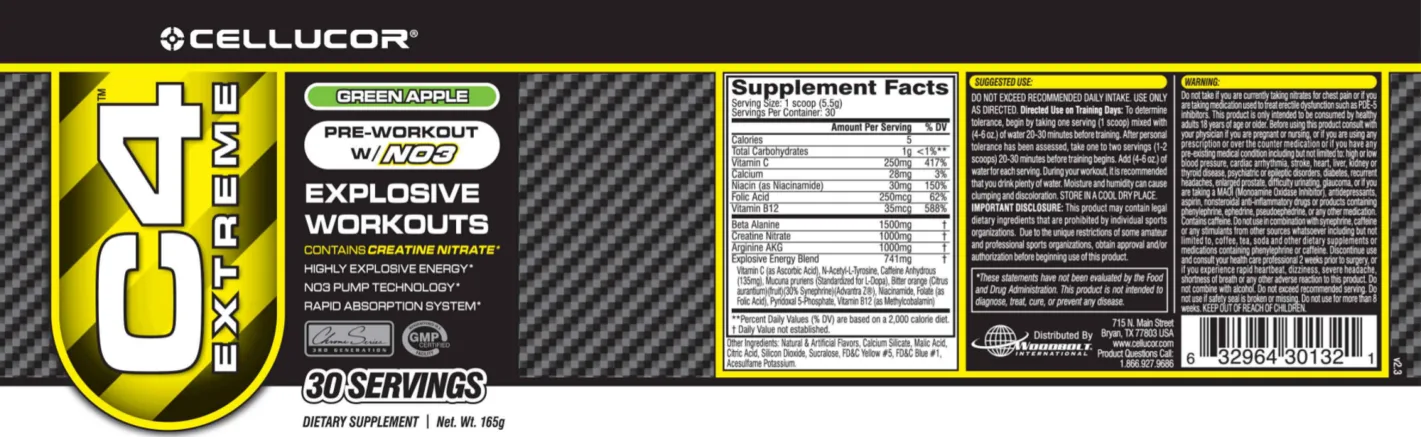 Label for C4 Extreme Green Apple